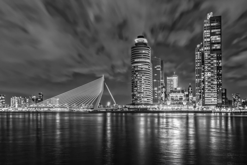 rotterdam zwart wit canvas doek